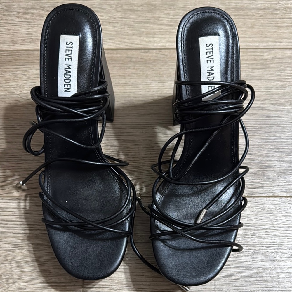 NEW: Steve Madden Black Block Heel Sandals
